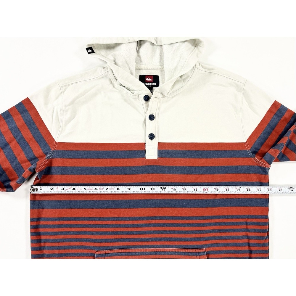 Vintage Y2K Quicksilver Color Block Striped Hoodie 90s Surf Skate Grunge Men's L - Picture 7 of 10